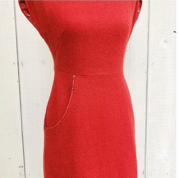Tucker Red Wool Sheath Dress Size Large - Picture 4 of 10